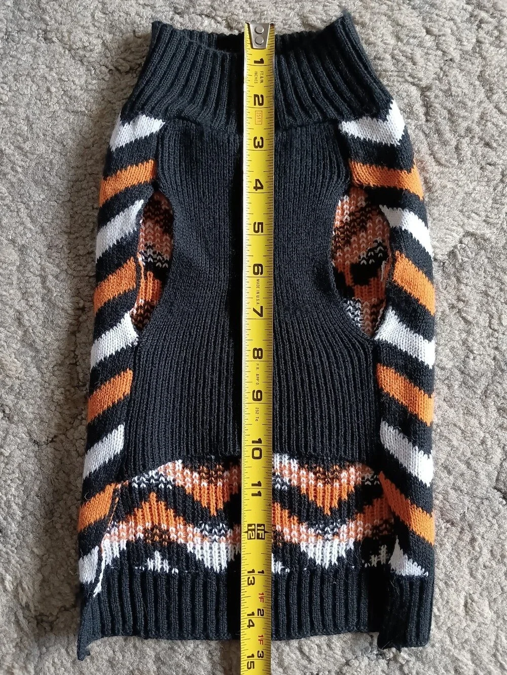 🖤🧡 SimplyDog Halloween Pumpkin Dog Pets Sweater Chevron Medium Black Orange